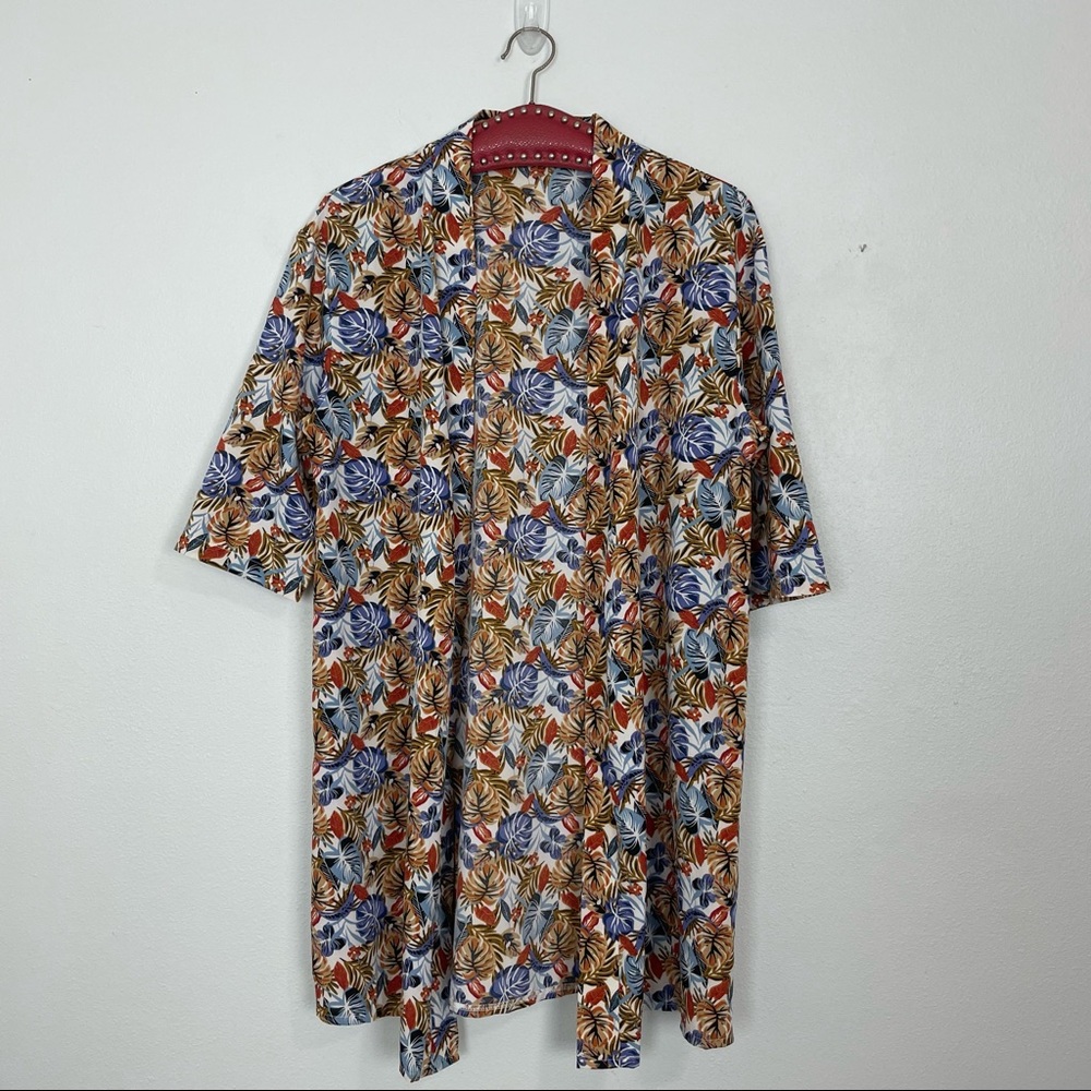 Palm Leaf Print Kimono | Size Medium